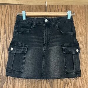 Charcoal denim mini skirt